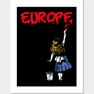 europe and red girl Posters and Art